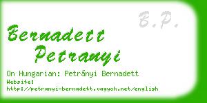 bernadett petranyi business card